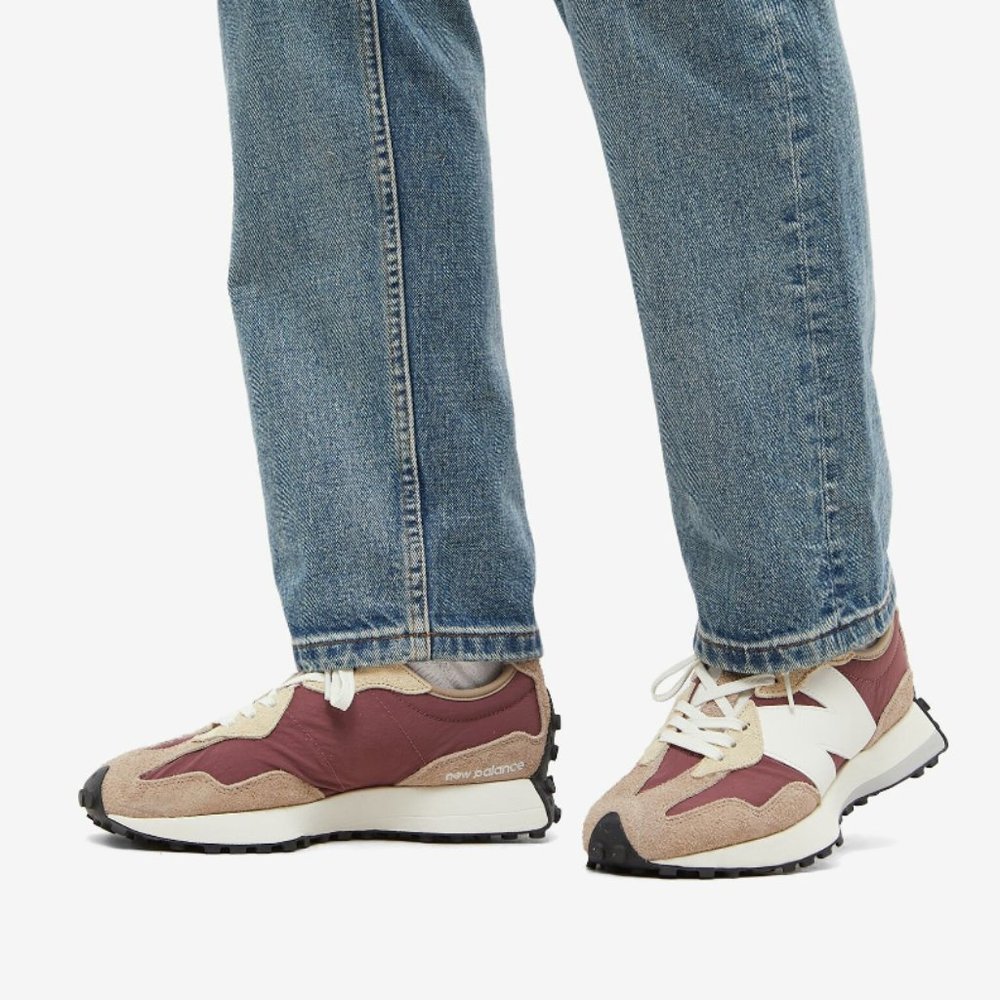 New Balance 327 Women 12/M10.5 Unisex Casual Sneakers Shoes Driftwood Burgundy - Picture 12 of 13